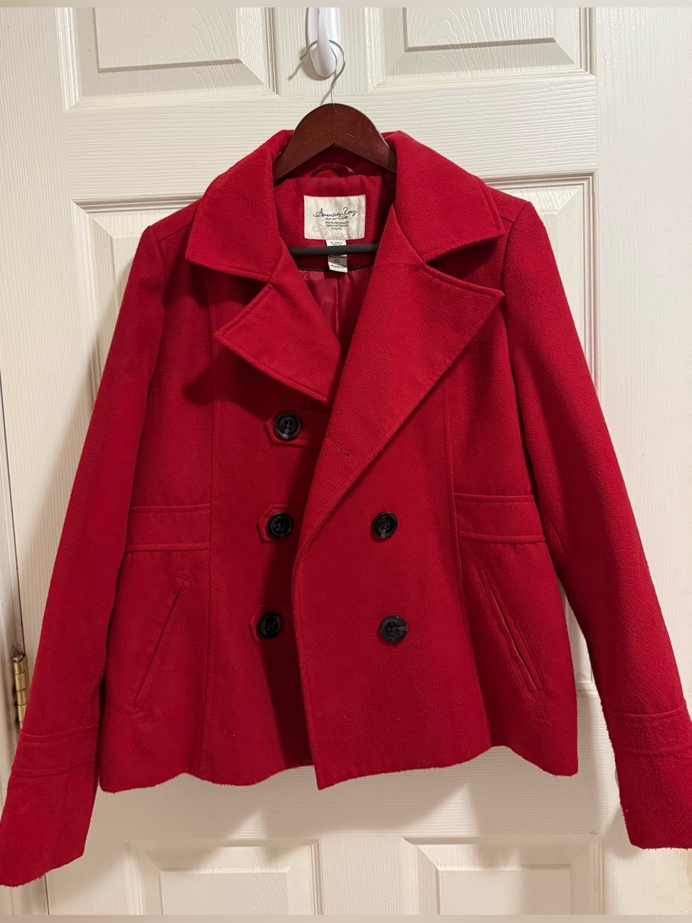 American Rag Bright Red Double-Breasted Pea Coat